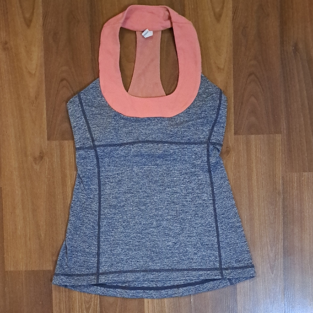 Lululemon Athletica Heathered Blue and Coral Tank Top